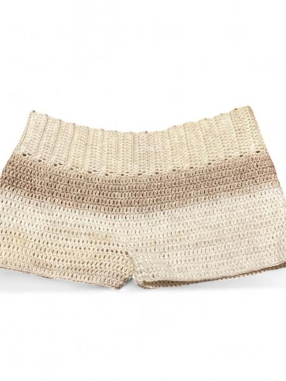 Handmade Crocheted Cream Micro Shorts - Picture 2 of 2